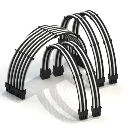 PSU Extension Cable NEW 6KIT - DOUBLE CPU Black White