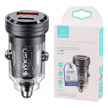 USAMS C35 45W Aluminum alloy Transparent A+C mini Car Charger