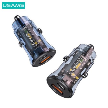 USAMS 30W Transparent A+C Mini Car Charger