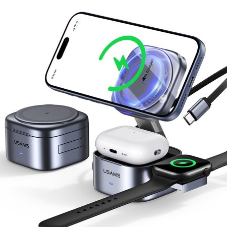 USAMS CD257 Qi2 3-in-1 Wireless Charger