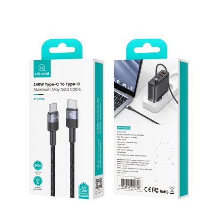 USAMS 240W Type-C To Type-C Aluminum Alloy Data Cable