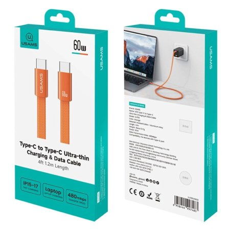USAMS 60W Type-C To Type-C Ultra Thin Charging