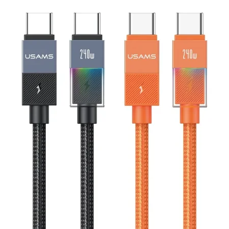 USAMS SJ775 U93 240W Fast Charging Cable Type-C to Type-C with Colorful Light